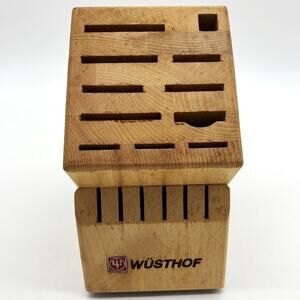 Vtg Wusthof German Oak 17 Slot Wood Kitchen Knife Block Holder Cutlery Storage
